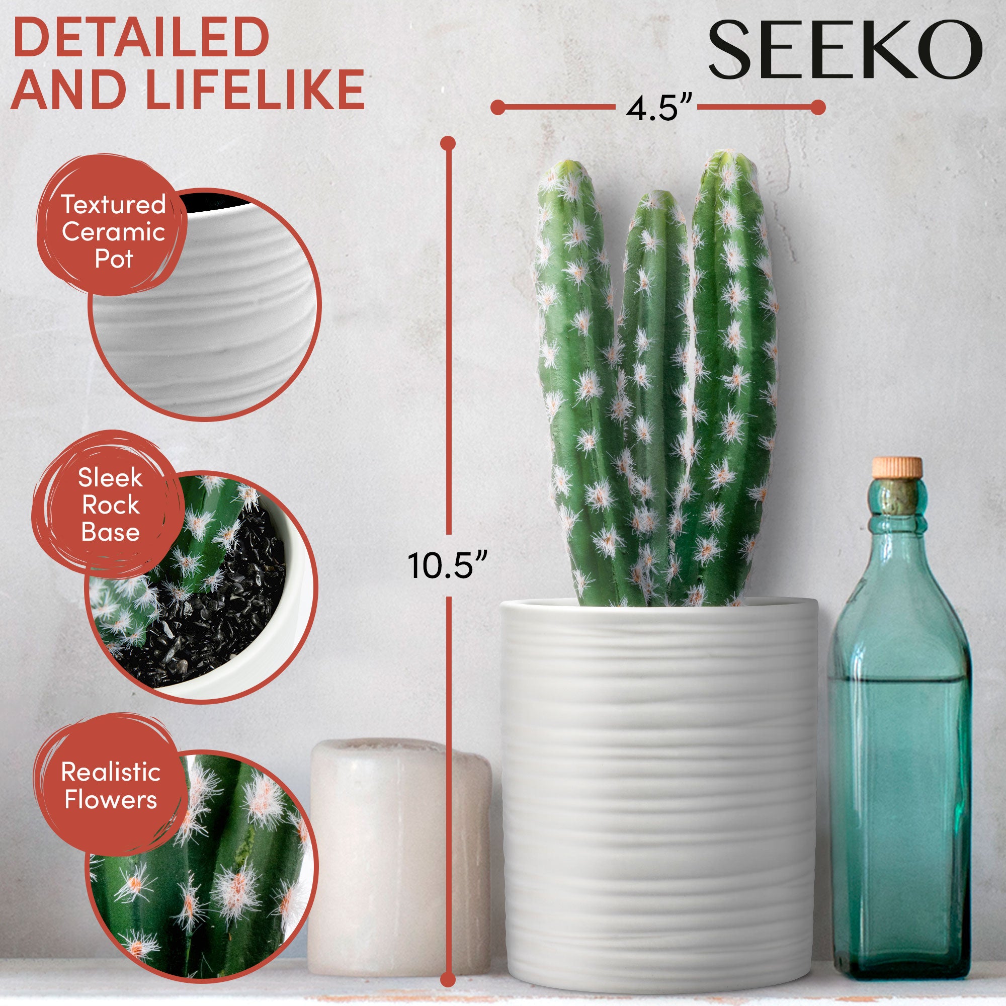 ikea succulents fake SEEKO Natural Looking Fake Cactus Plant