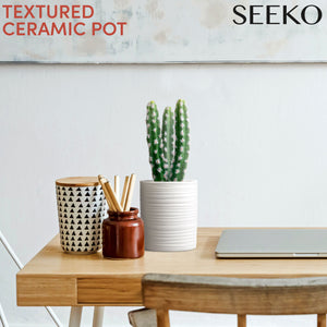 SEEKO Natural Looking Fake Cactus Plant - 11" Artificial Cactus in Ceramic Pot for Home Decor - Small Fake Plants & Faux Succulents Cacti for Southwest Decor, Cubicle Decor & Shelf Decor Accents